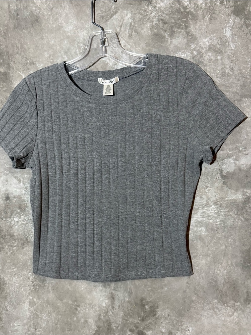 Bozzolo Ribbed Short Sleeve Top - Gray (love 23) NWOT